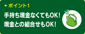 ポイント1：手持ち現金なくてもOK！現金との組合せもOK！